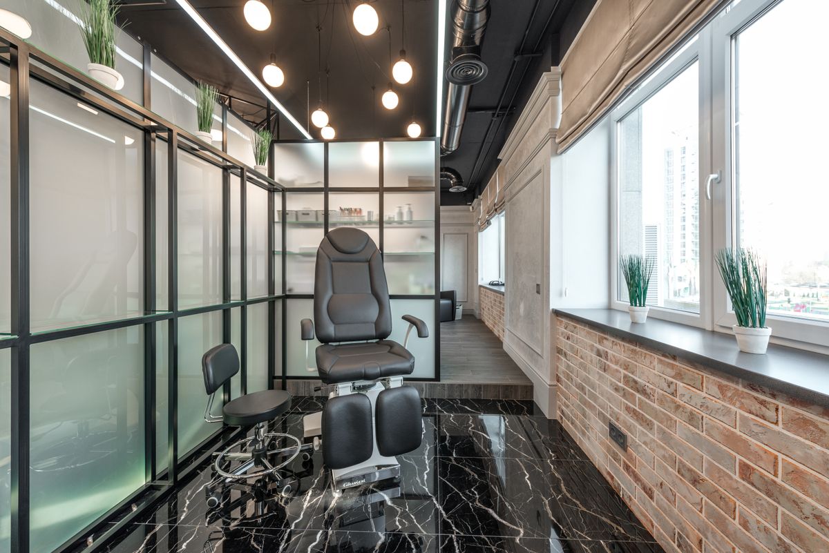 Modern pedicure chair and spa interior